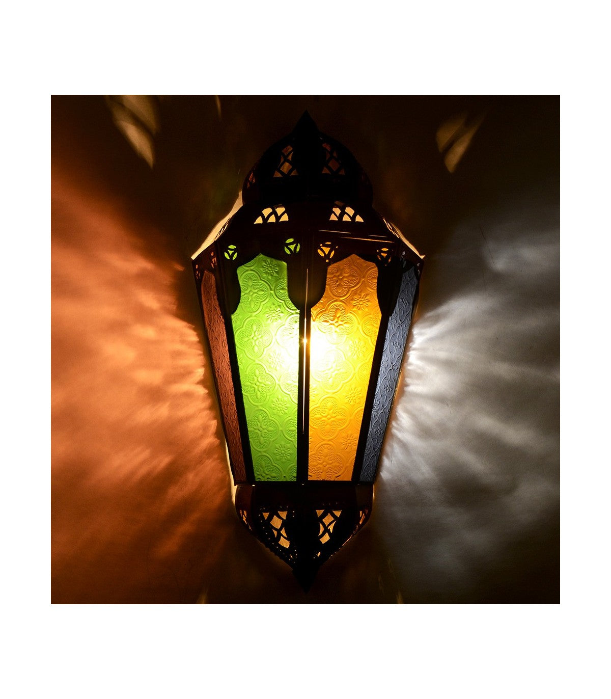 Aplique pared Pantalla Artesanía Marroquí Chapa Calado y Cristales Modelo Tamr