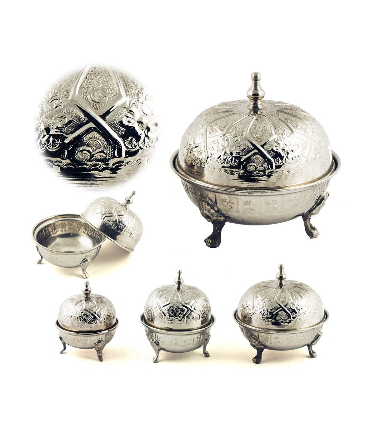 Alpaca Sugar Bowl Moroccan Handicraft Engraved Arabic Decoration - Sukar Model