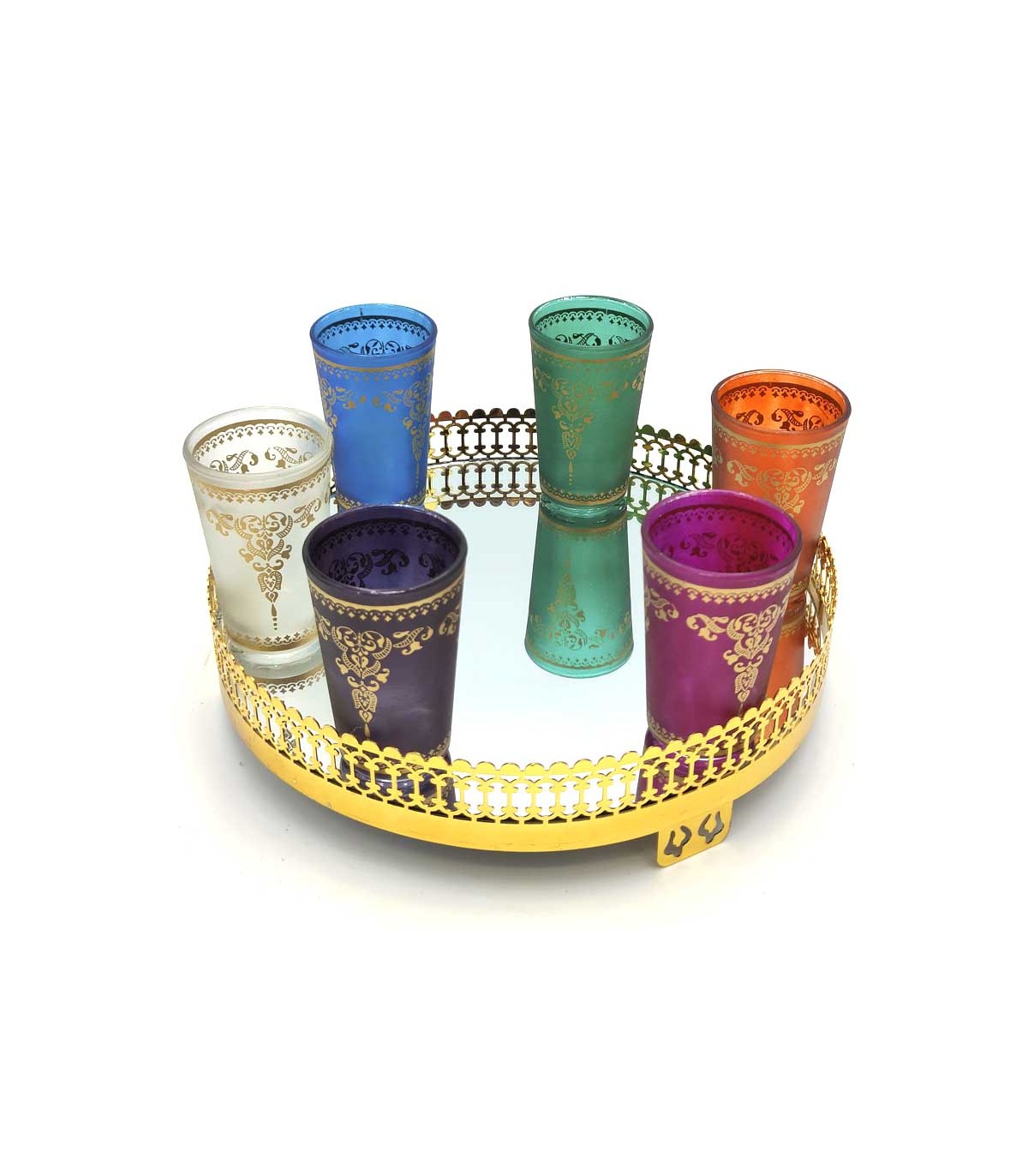 Bandeja Espejo y Metal -Decoración Árabe - Modelo Miraatun