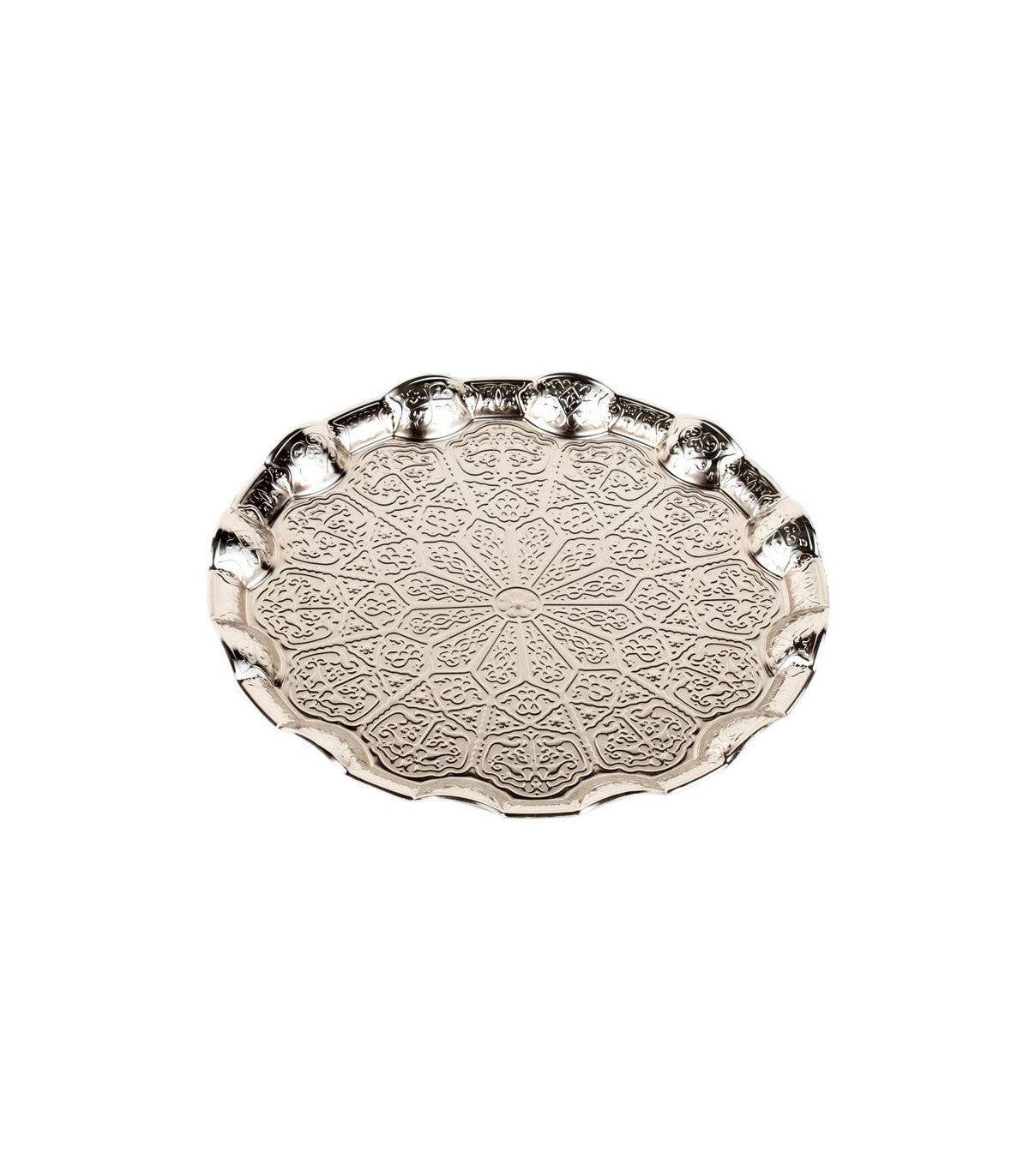 Wavy Engraved Tea Tray 35 cm - Deluxe Quality - Istanbul Model