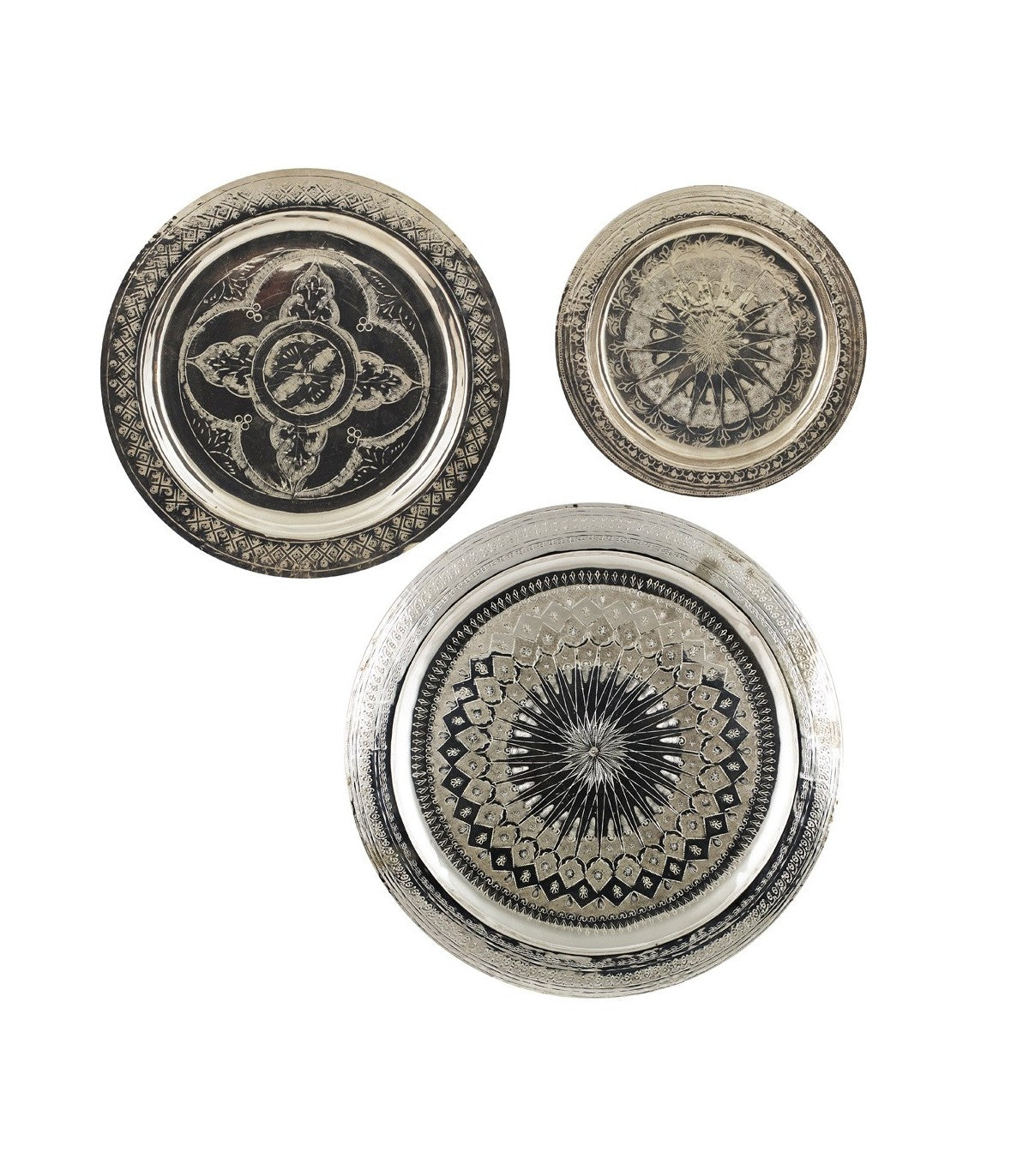 Decorative Moroccan Silver Tray Hand Carved Andalusian Decoration - Sania Model