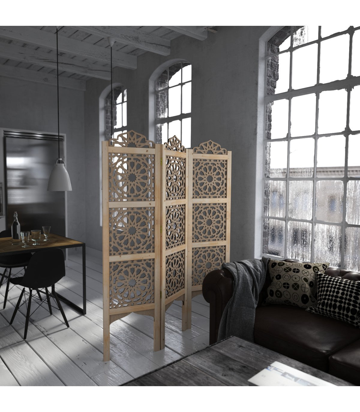 Moorish Lattice Room Divider Screen - 100% Wood - Alhambra Model