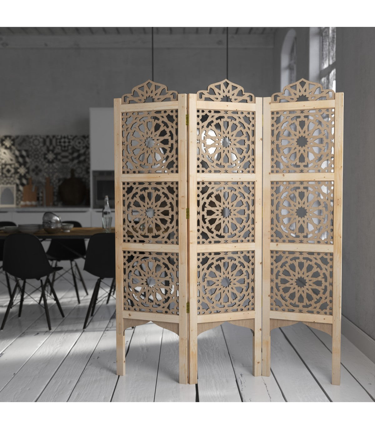 Moorish Lattice Room Divider Screen - 100% Wood - Alhambra Model