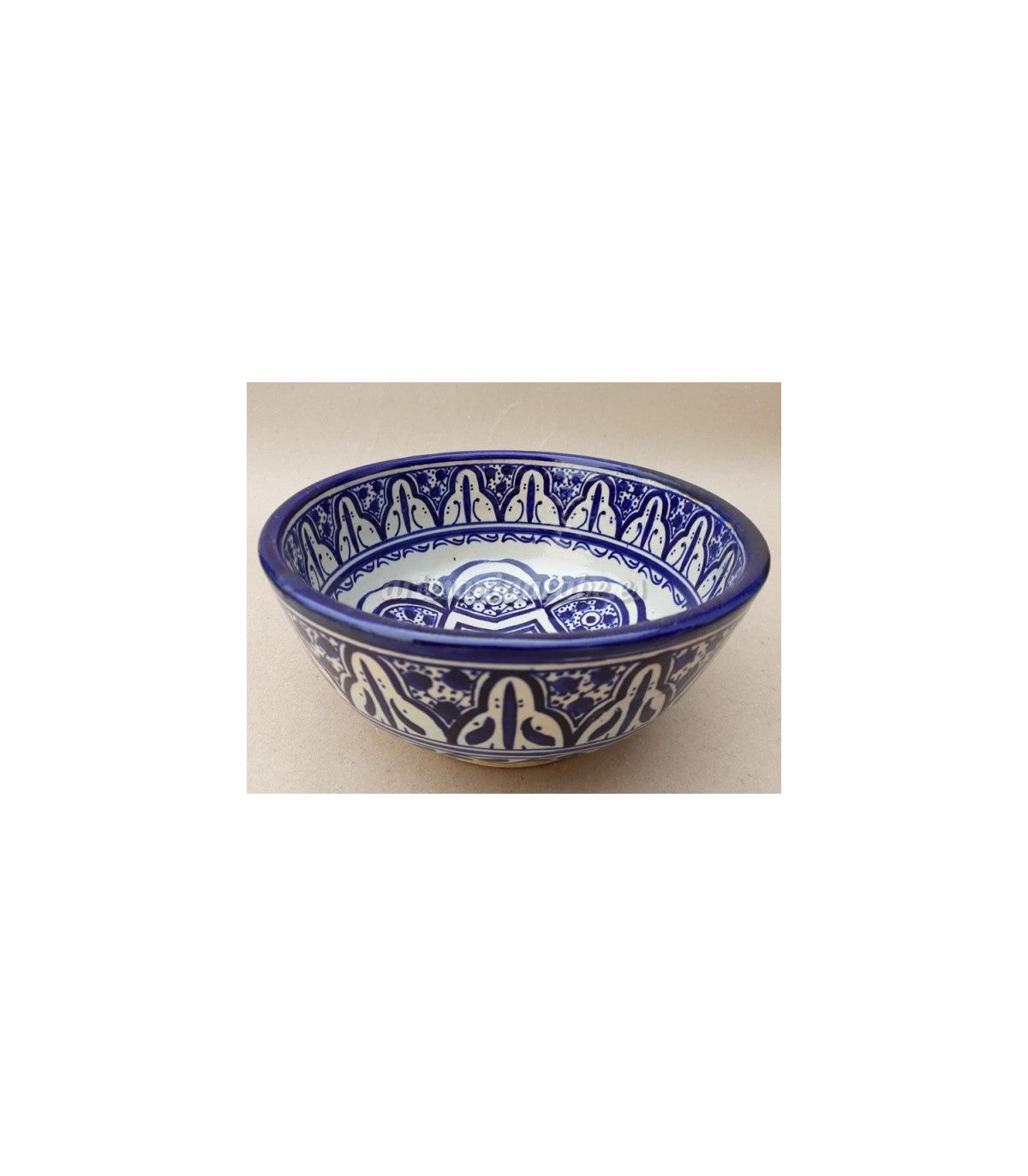 Bol o Cuenco Marroquí - Ensaladera - Ceramica Fez - Pintada a Mano - Azul y Blanco