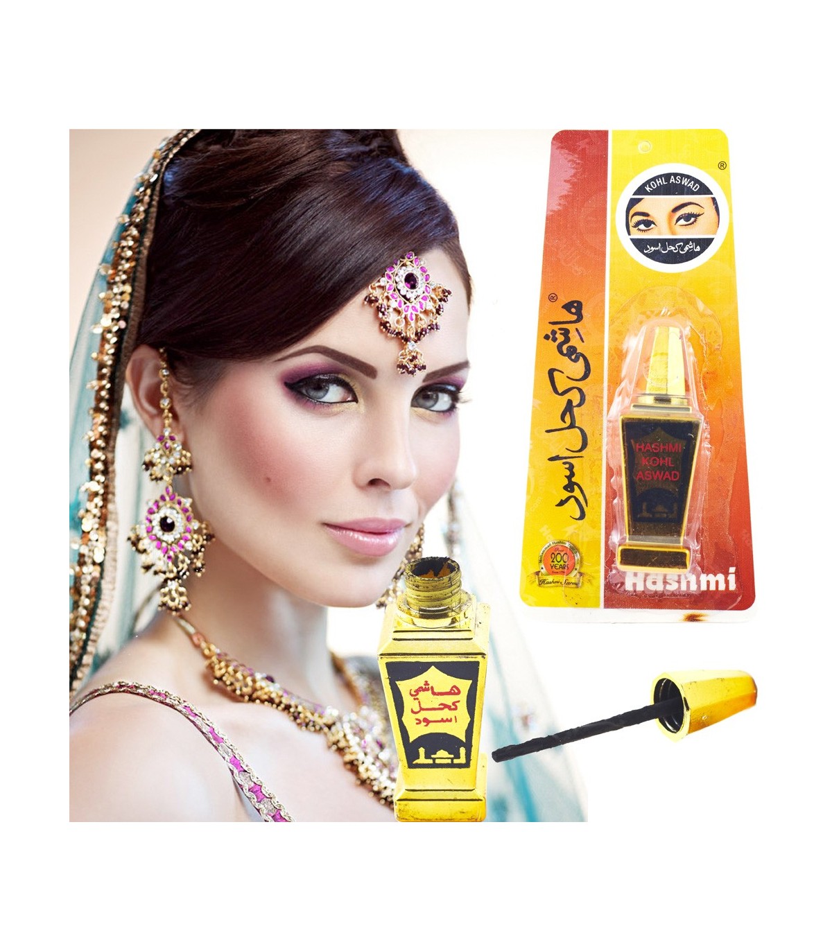 Colirio Kohl - khol Aplicador Natural Ojos Árabes Hashmi - Bote Kujul