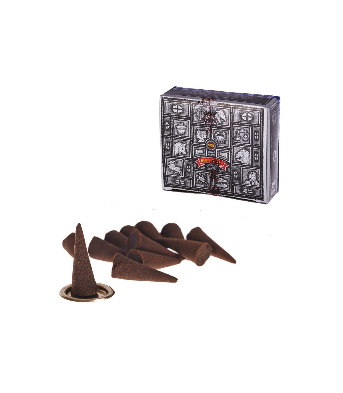Conos Incienso Supert Hit - SATYA - 12 unidades - Incluye Base
