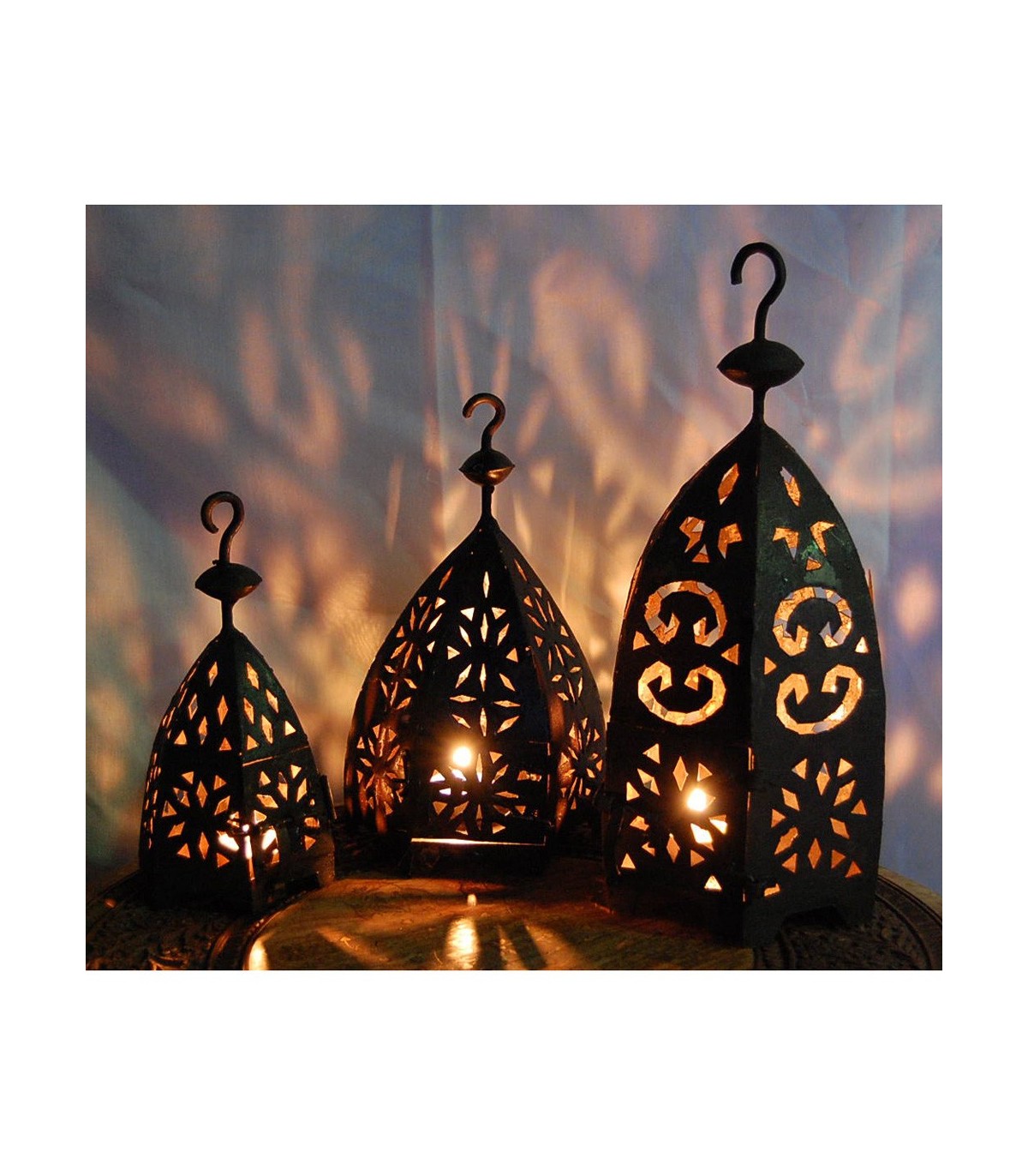 Farol Hexagonal de Hierro para Vela - Artesanía Marroquí