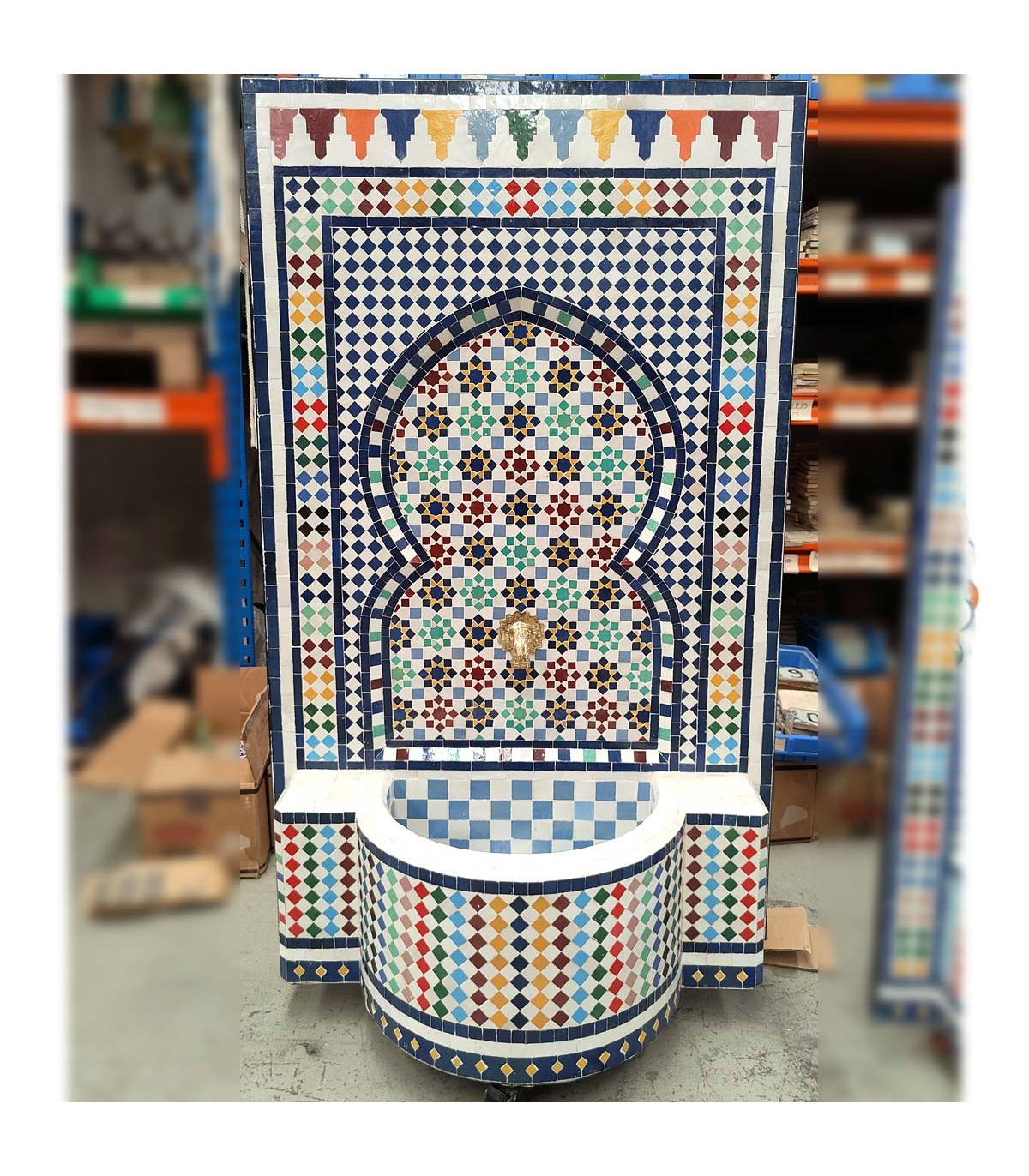 Terrace or Garden Fountain Moorish Mosaic of Andalusian Zellige Tile - Al karawi Kabir Model