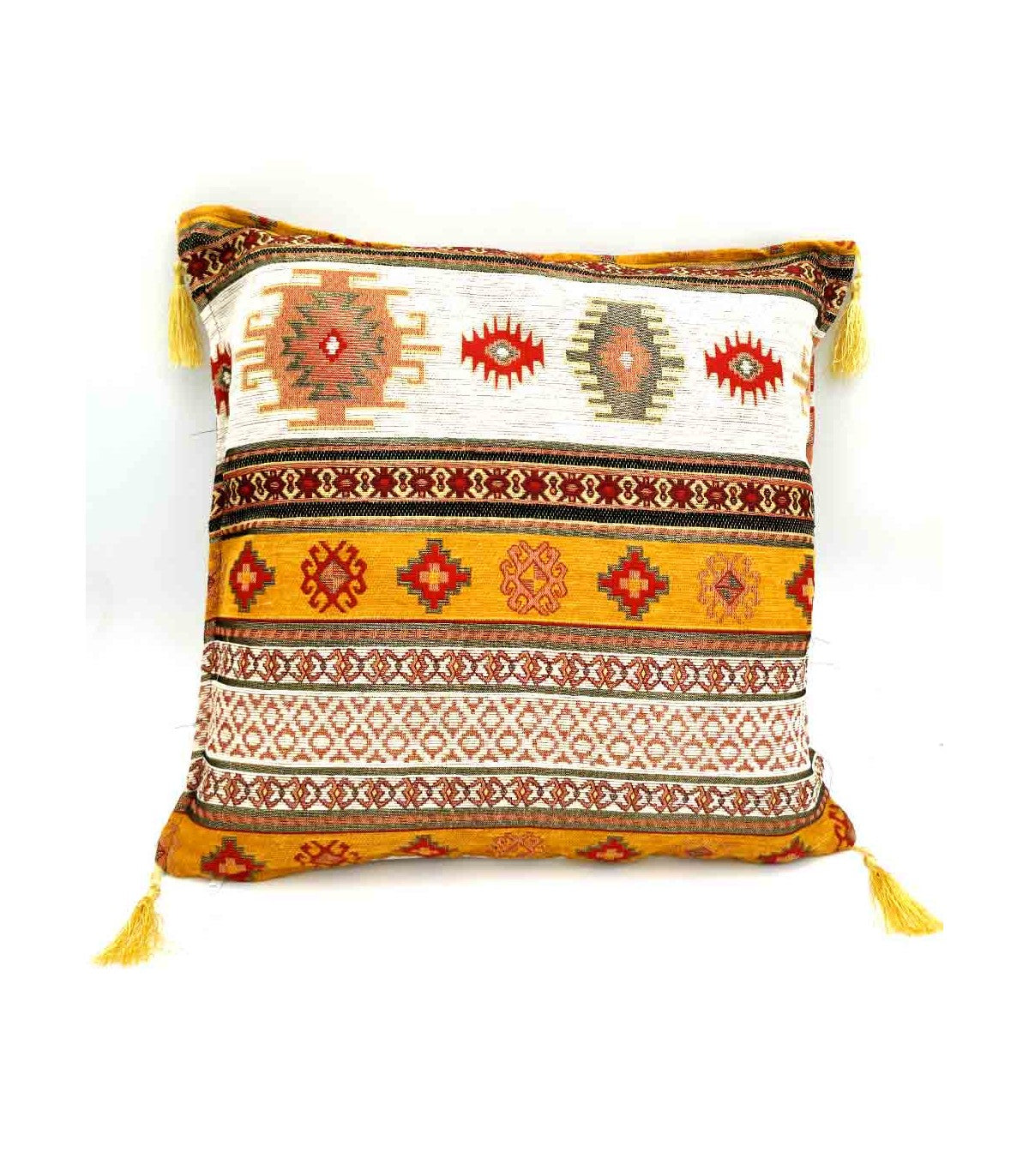 Funda Cojin Almohada Turquía - Decoración del Hogar Árabe - Bohemio con Flecos - Modelo Badawi