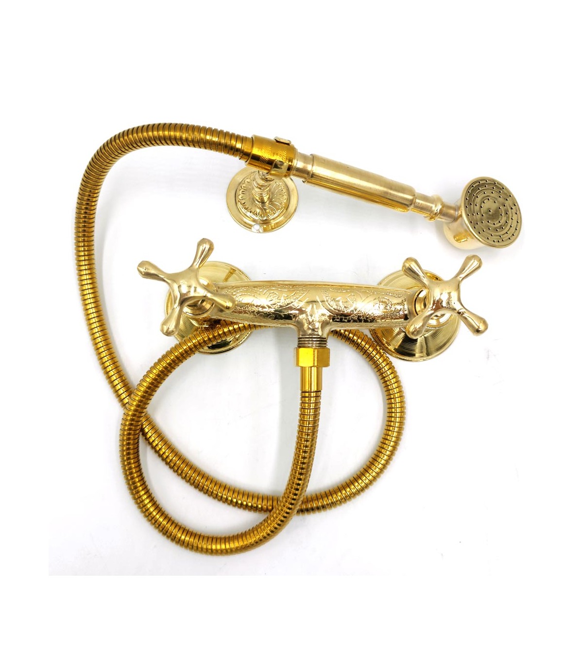 Grifo Marroquí Ducha Latón Dorado Decorado Artesanía de Marruecos Modelo Marrakech