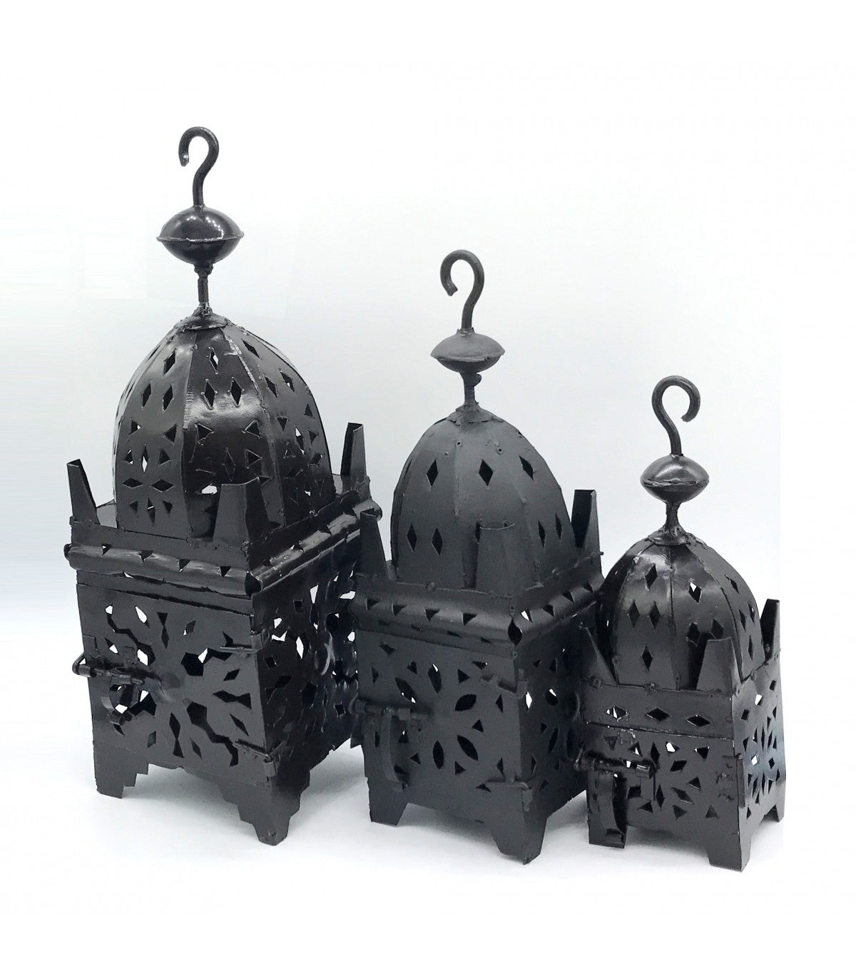 Juego 3 Farolillo o candelabros Árabes de Hierro para Vela - Modelo Sullamun