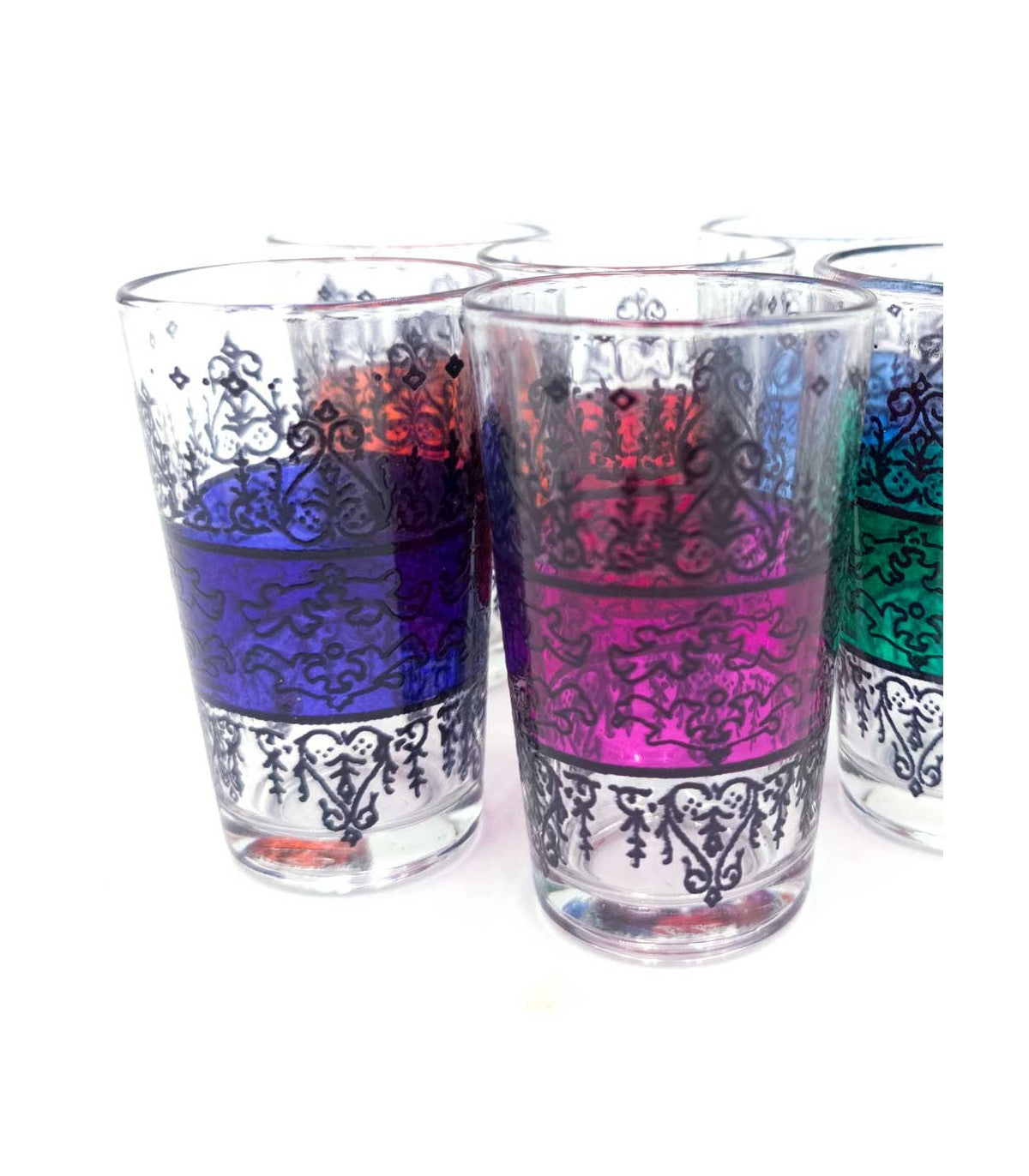 Juego 6 Vasos de Té Grabados -Artesanía Marroquí - Modelo Shuaa