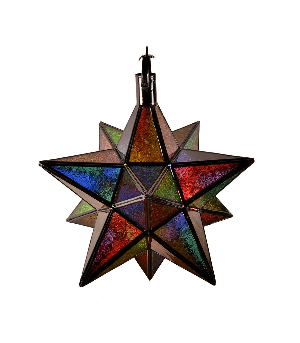 Lámpara Árabe de Techo - Estrella Andalusí - Multicolor - Artesanía Marroquí - Modelo Nujumi