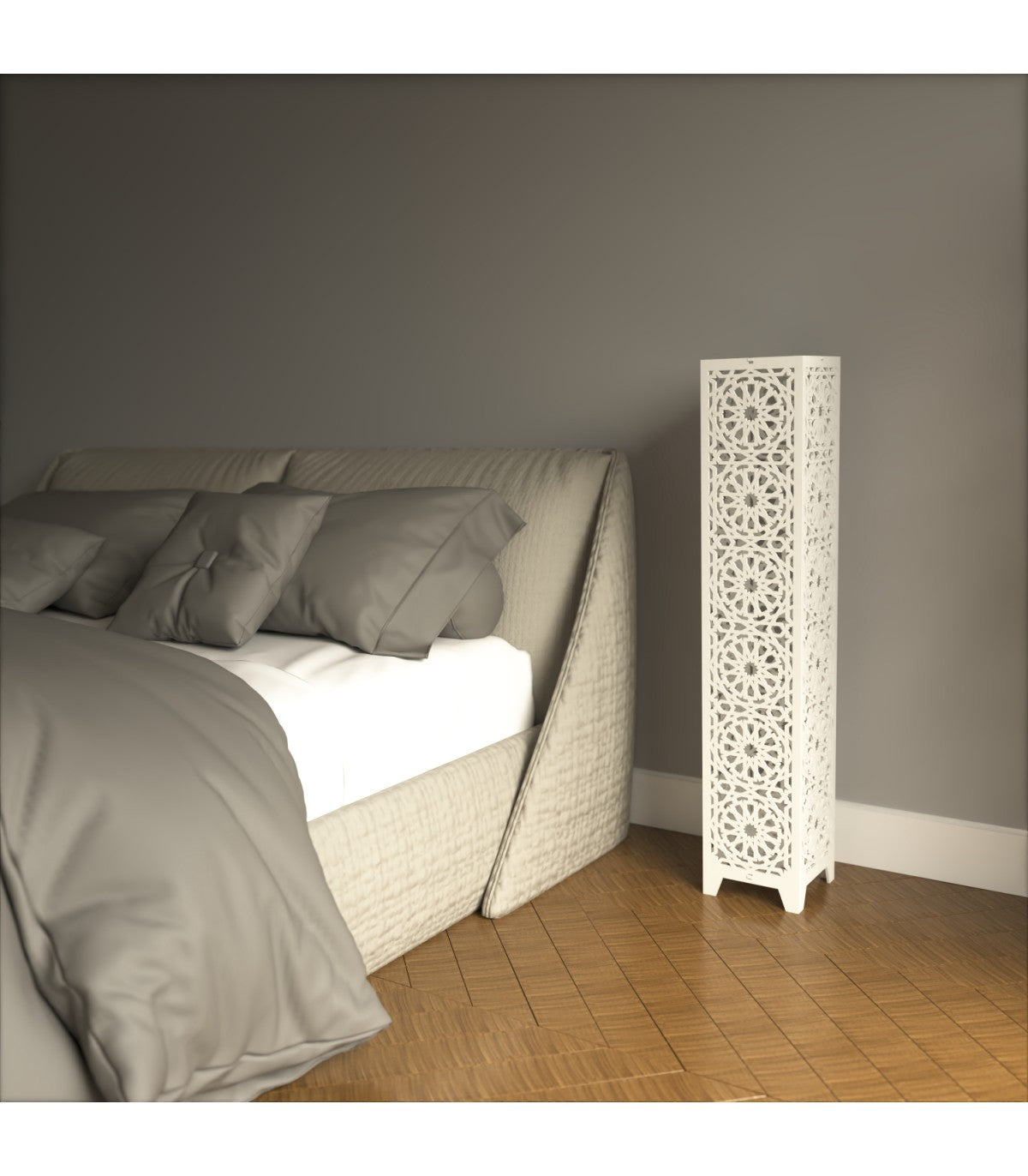 Lampara de Pie de Suelo Madera Iluminación Andalusí Modelo Minara Alhambra