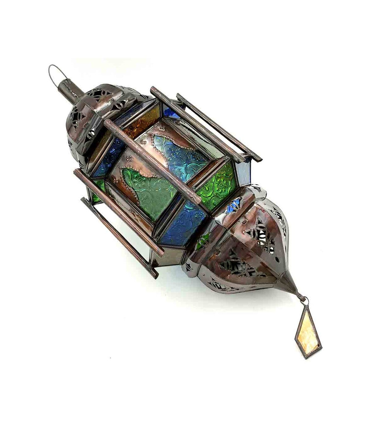 Lámpara Interior Techo Andalusí - Cristal y metal - Artesanía Marroquí - Modelo Al Bab