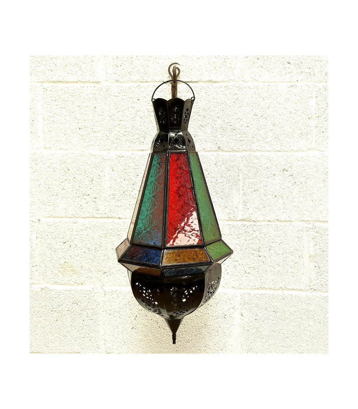 Lámpara Interior Techo Andalusí - Cristal y metal - Artesanía Marroquí - Modelo Bellut