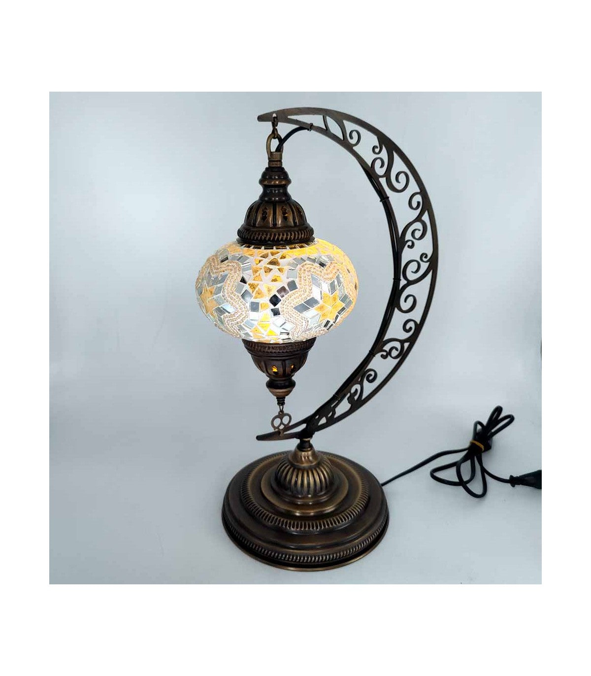 Lámpara Luna y Estrella Turca de Sobremesa - Decoración Andalusí - Globo nº 3 - Modelo Hilal