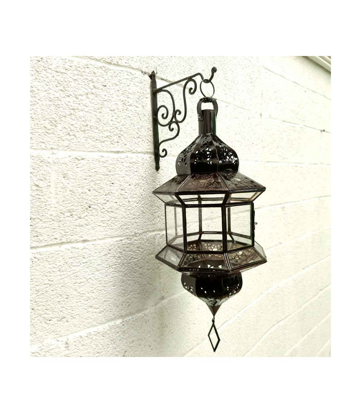 Lámpara Marroquí Estilo Andalusí - Cristal Transparente - Artesanía Fez - Modelo Fez el-Jdid