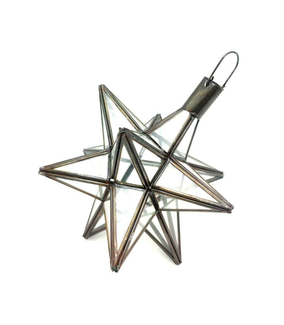 Lámpara Techo Colgar Estrella Andalusí - Color Transparente - Artesanía Marroquí - Modelo Estrella Nujum