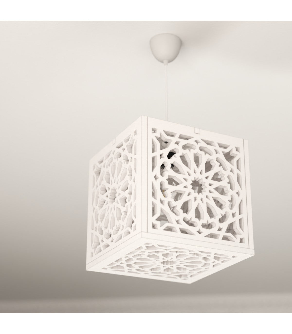 Lámpara Techo De Diseño Cubo con Celosia Árabe Moderna - Modelo Murabaa Alhambra