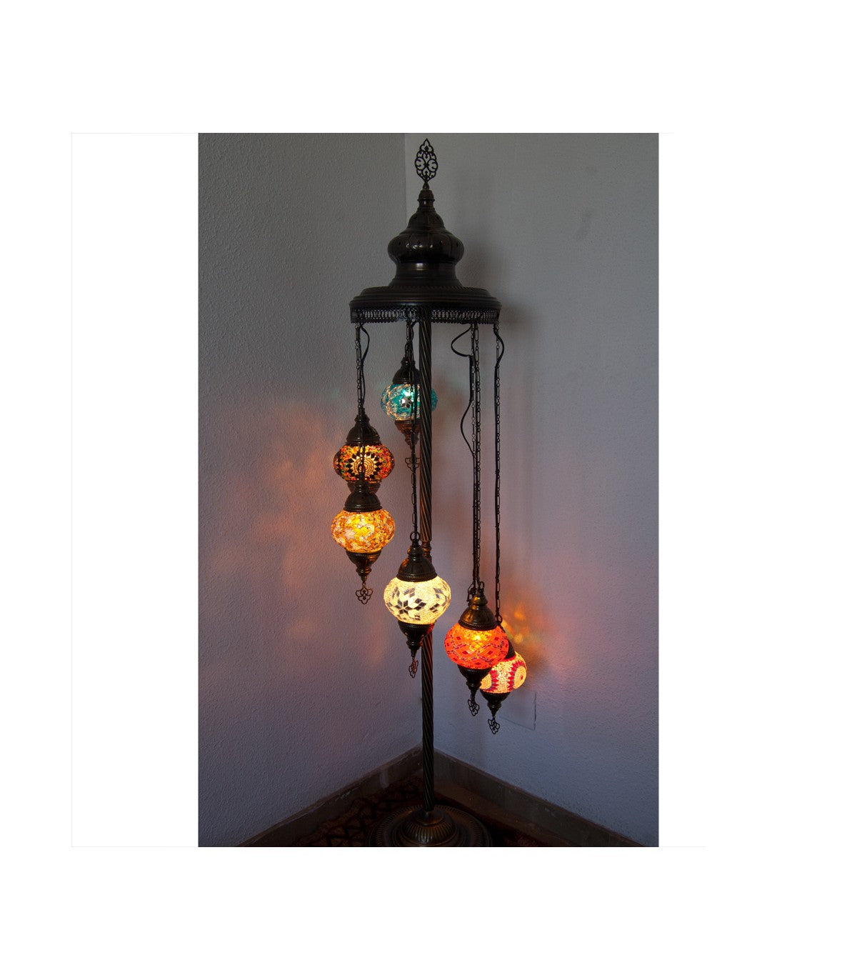 Lámpara Turca 7 Bolas - Suelo - Altura 110 cm - Cristal Murano - Mosáico