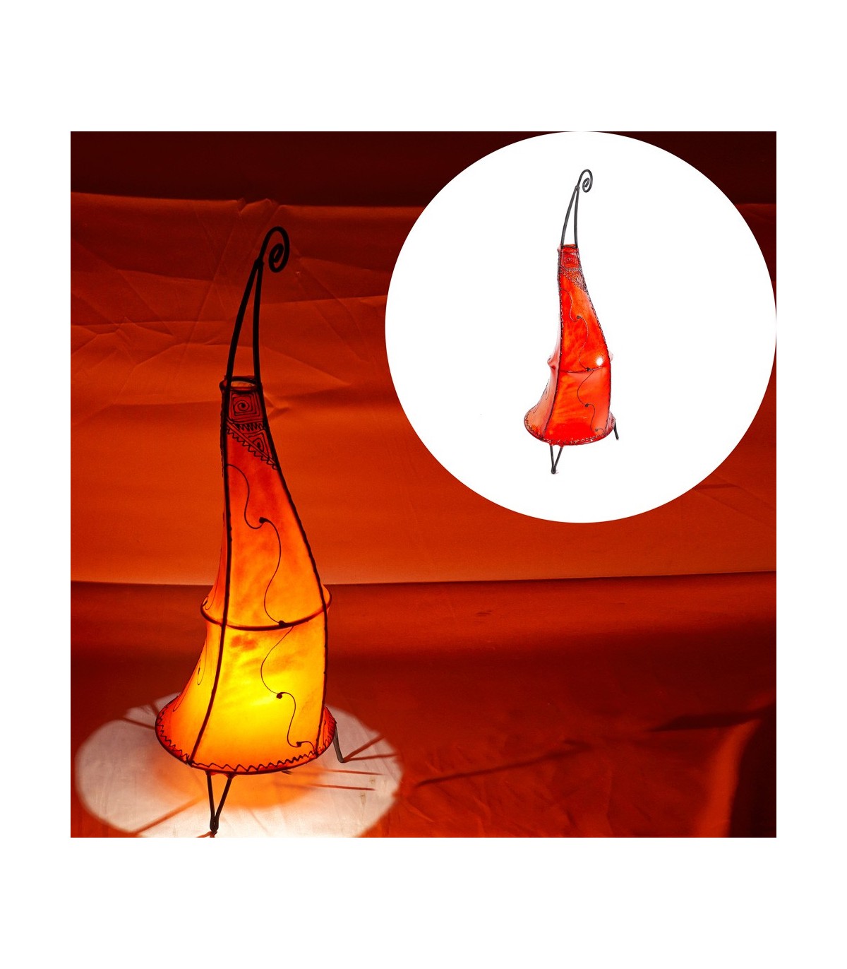 Lámpara Marroquí de Piel Pintada con Henna - Modelo Gilda