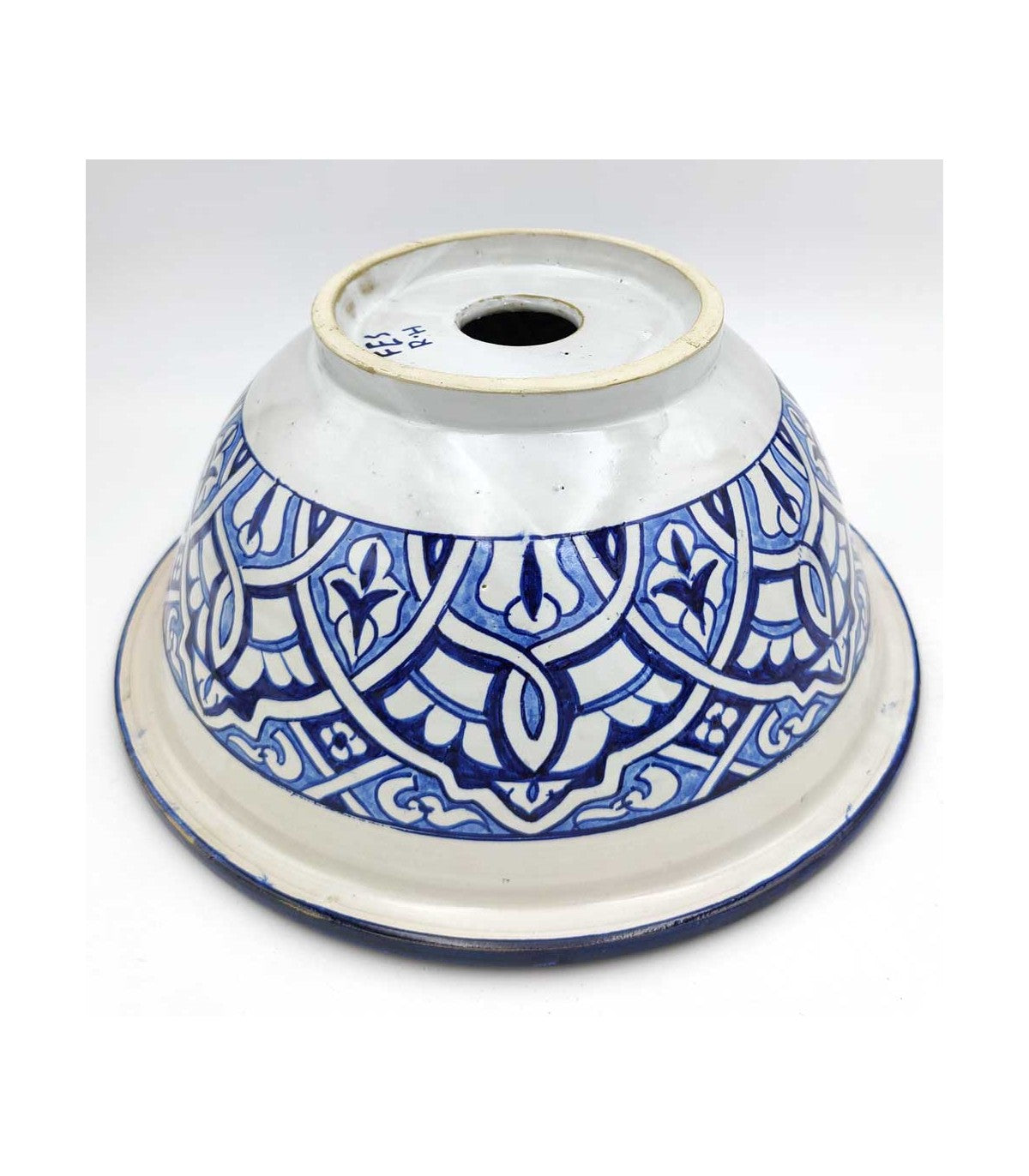 Lavabo Redondo Marroquí Cerámica Esmaltada - Pintado a mano - Modelo Fez - 35 cm