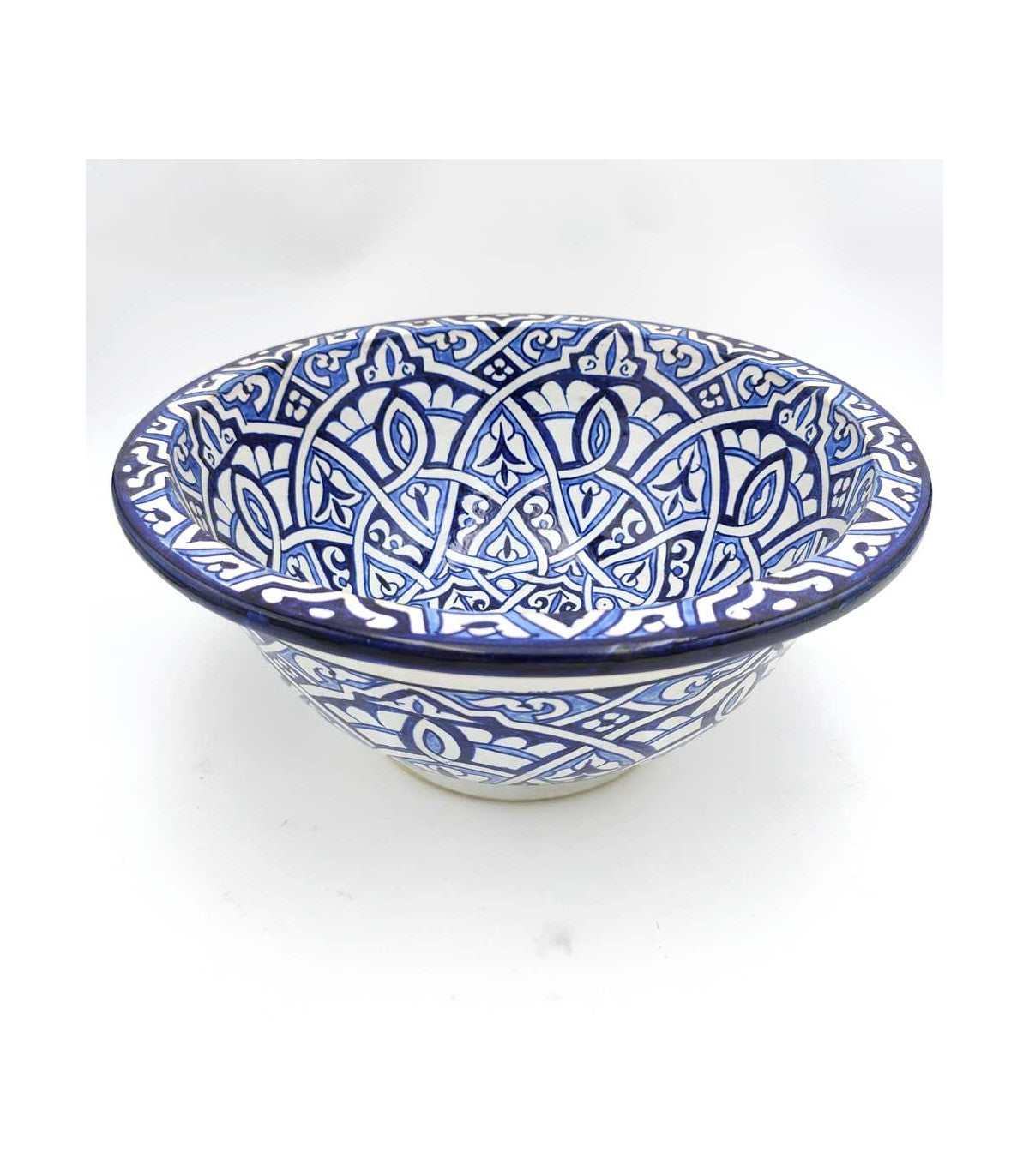 Lavabo Redondo Marroquí Cerámica Esmaltada - Pintado a mano - Modelo Fez - 35 cm