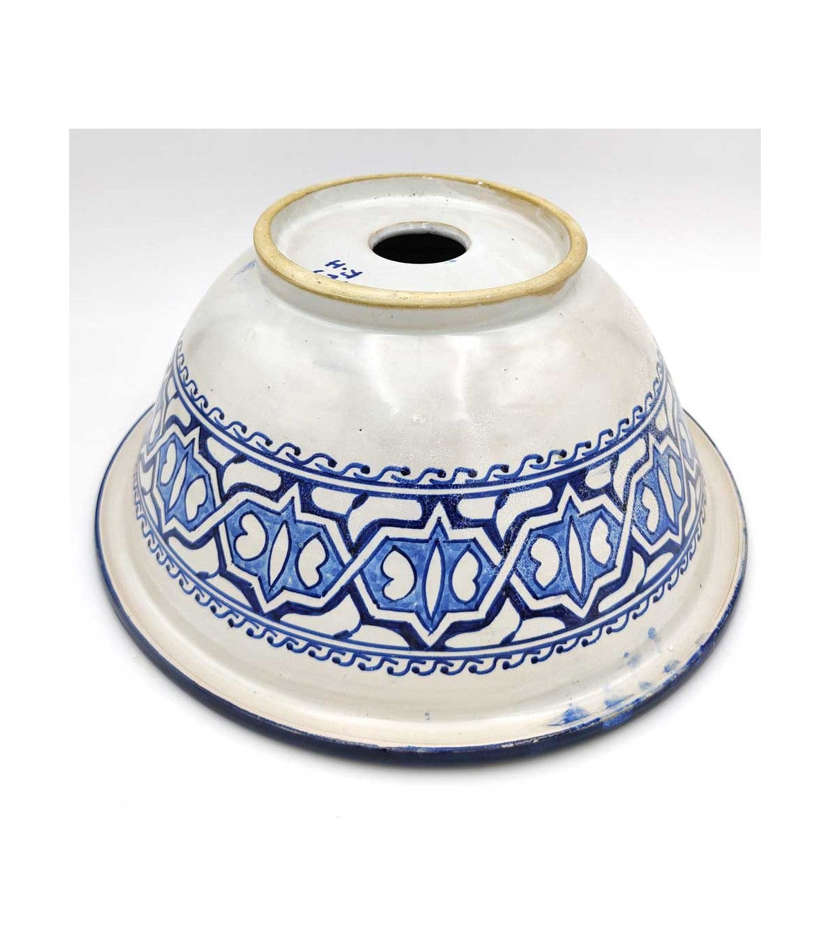 Lavabo Redondo Marroquí Cerámica Esmaltada - Pintado a mano - Modelo Fez - 35 cm