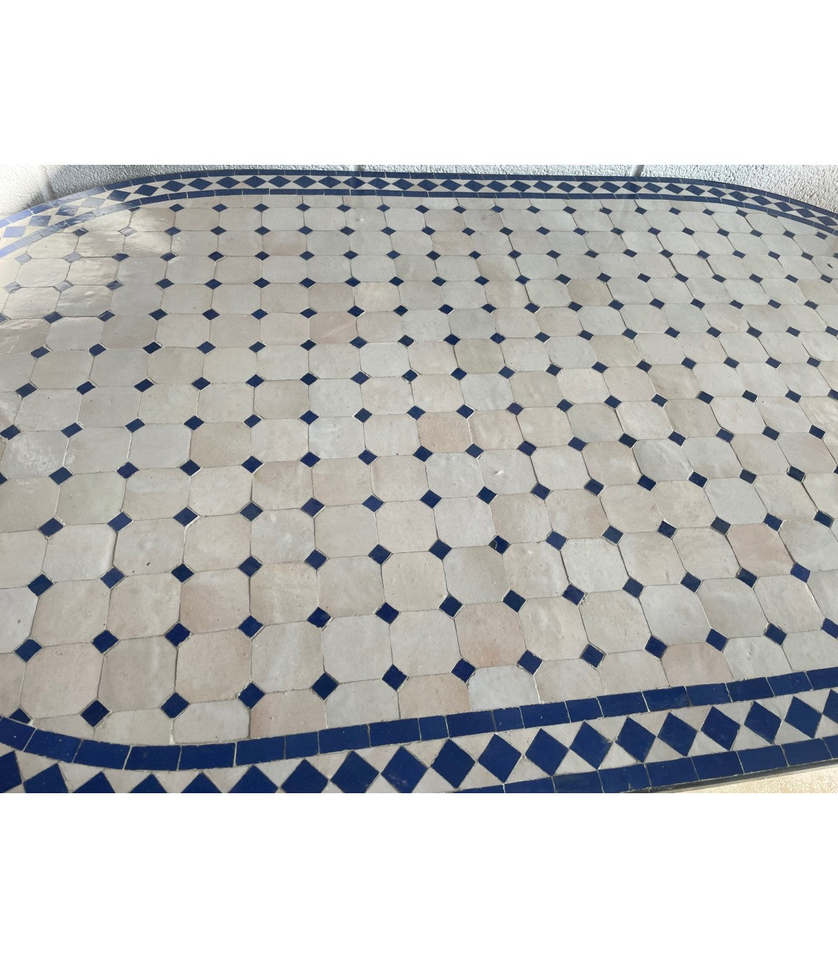 Mesa de Mosáico - OVALADA Azul - Azulejos Fez - Modelo Sarka Mustatila