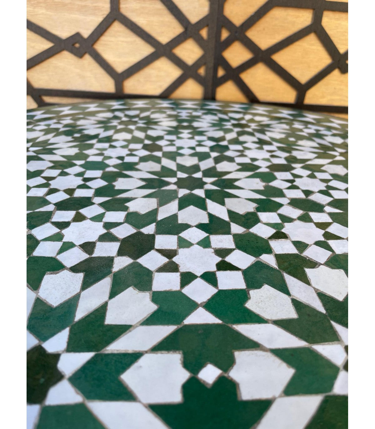 TABLE DE JARDIN MOSAÏQUE ANDALOUSE - CARREAUX ZELIGE FEZ - MODÈLE OUARSASAT