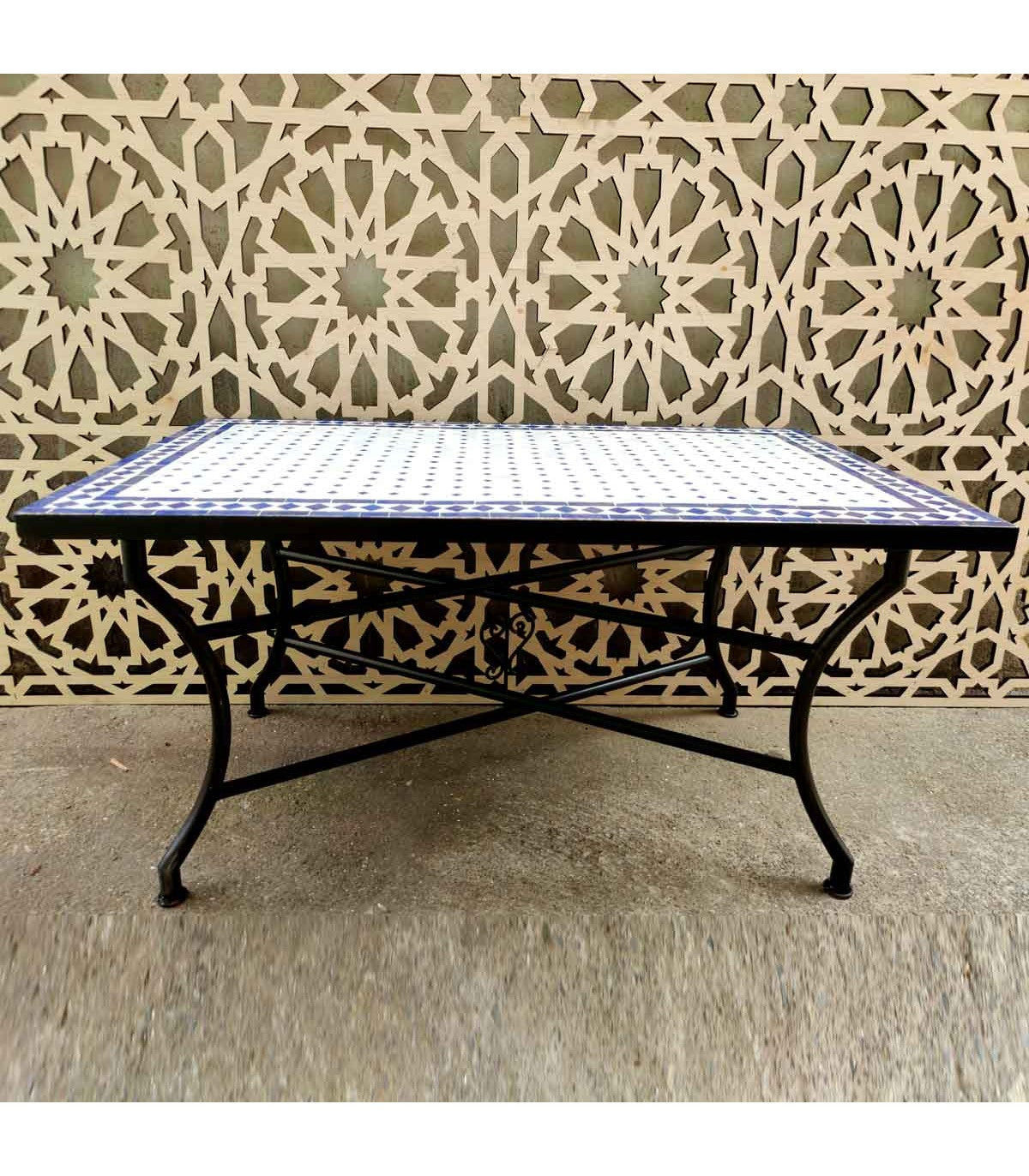 Mesa Mosaico Exterior Jardin Terraza Baja Chill out Artesanía marroquí Decoración Hogar Andalusí Modelo Aadi Zarka