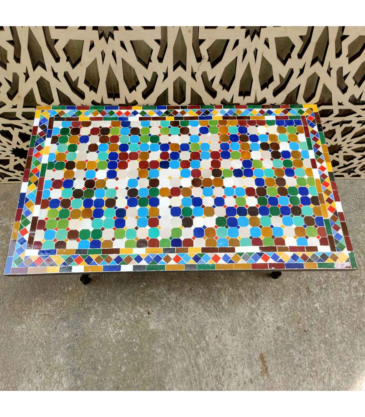 Mesa Mosaico Exterior Jardin Terraza Baja Chill out Artesanía marroquí Decoración Hogar Andalusí Modelo Mulawan