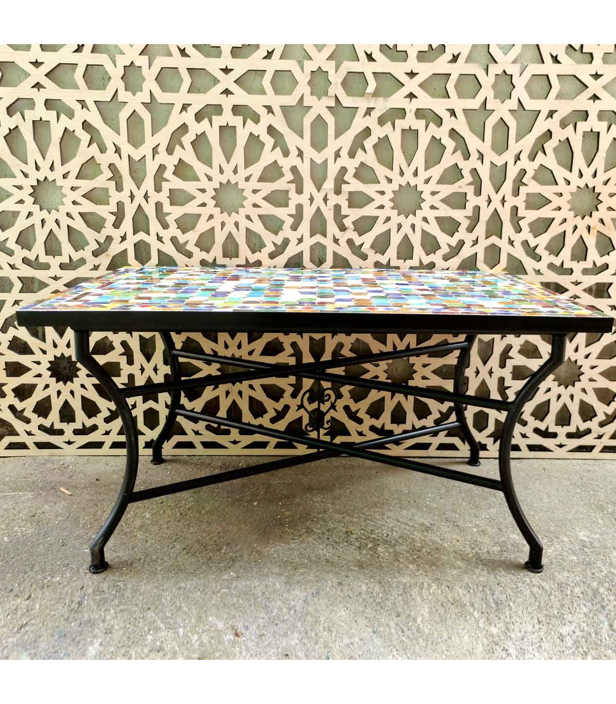 Mesa Mosaico Exterior Jardin Terraza Baja Chill out Artesanía marroquí Decoración Hogar Andalusí Modelo Mulawan