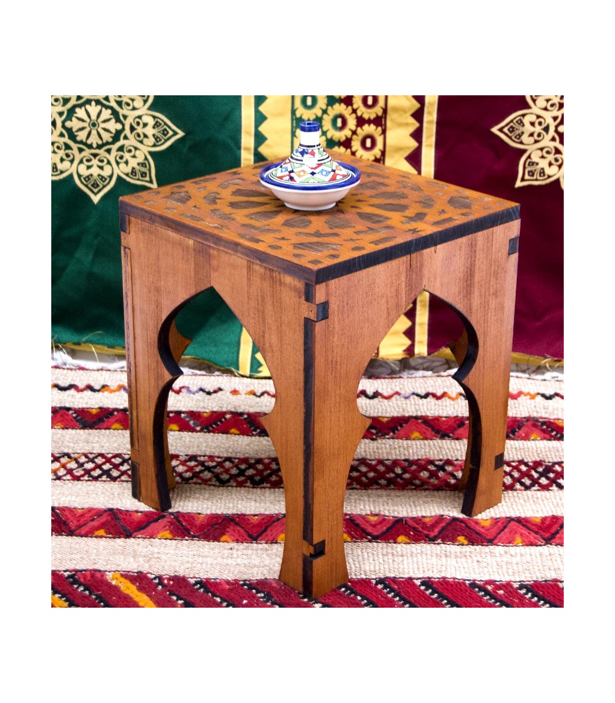 Mesita o Taburete Teteria - 100% Madera - Diseño Alhambra - Deluxe