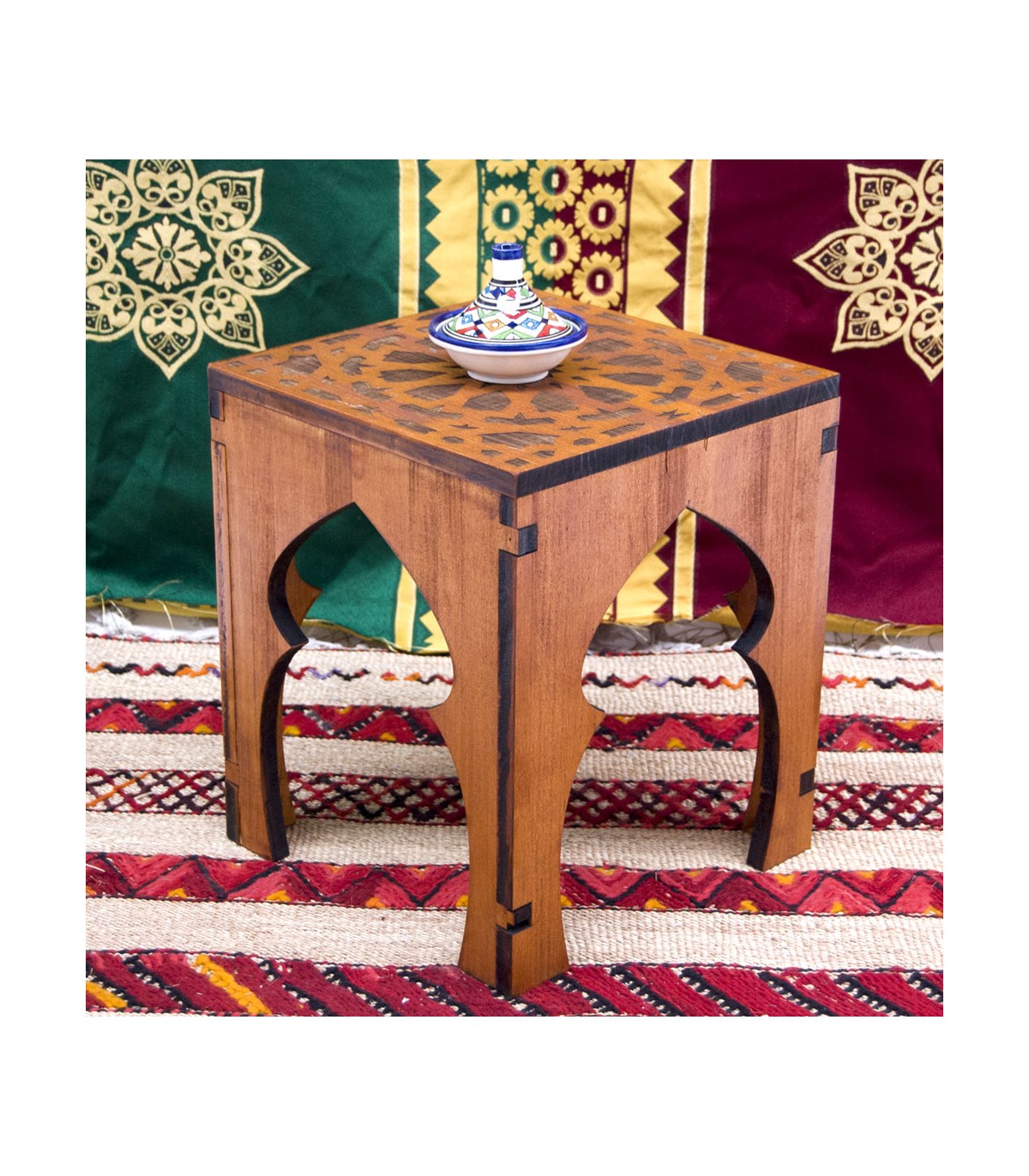 Mesita o Taburete Teteria - 100% Madera - Diseño Alhambra - Deluxe
