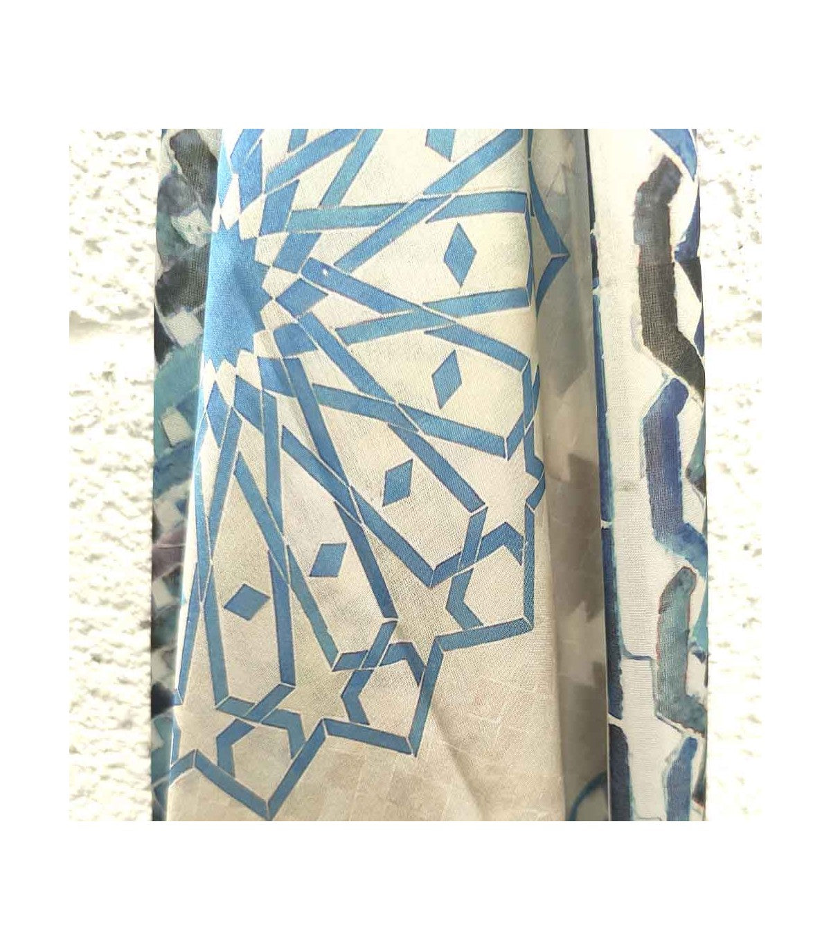 Pañuelo Turbante de Seda - Motivos Geométricos Granadinos - 145 x 65 cm -Modelo Handasiu