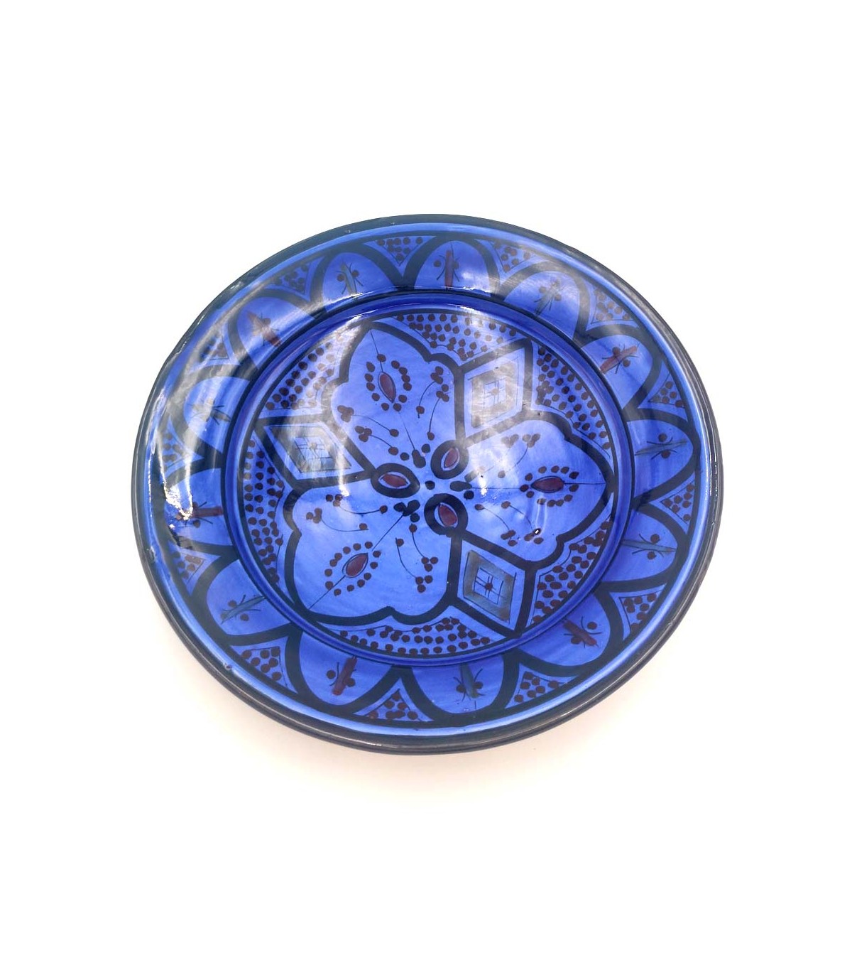 Plato Decorativo o de Mesa Azul - Cerámica Andalusí Asfi - Artesanía Marroquí - Modelo Lainun