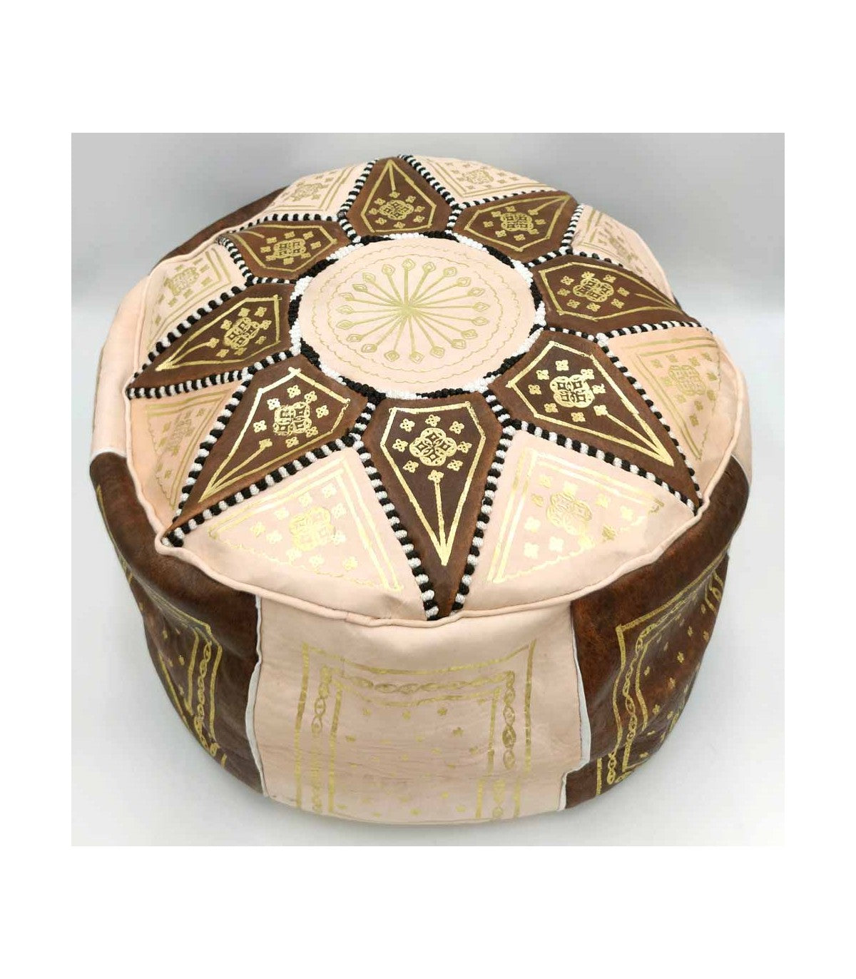 Puff Árabe Cuero 100% - Artesanía Marroquí - Modelo Laun Alwan