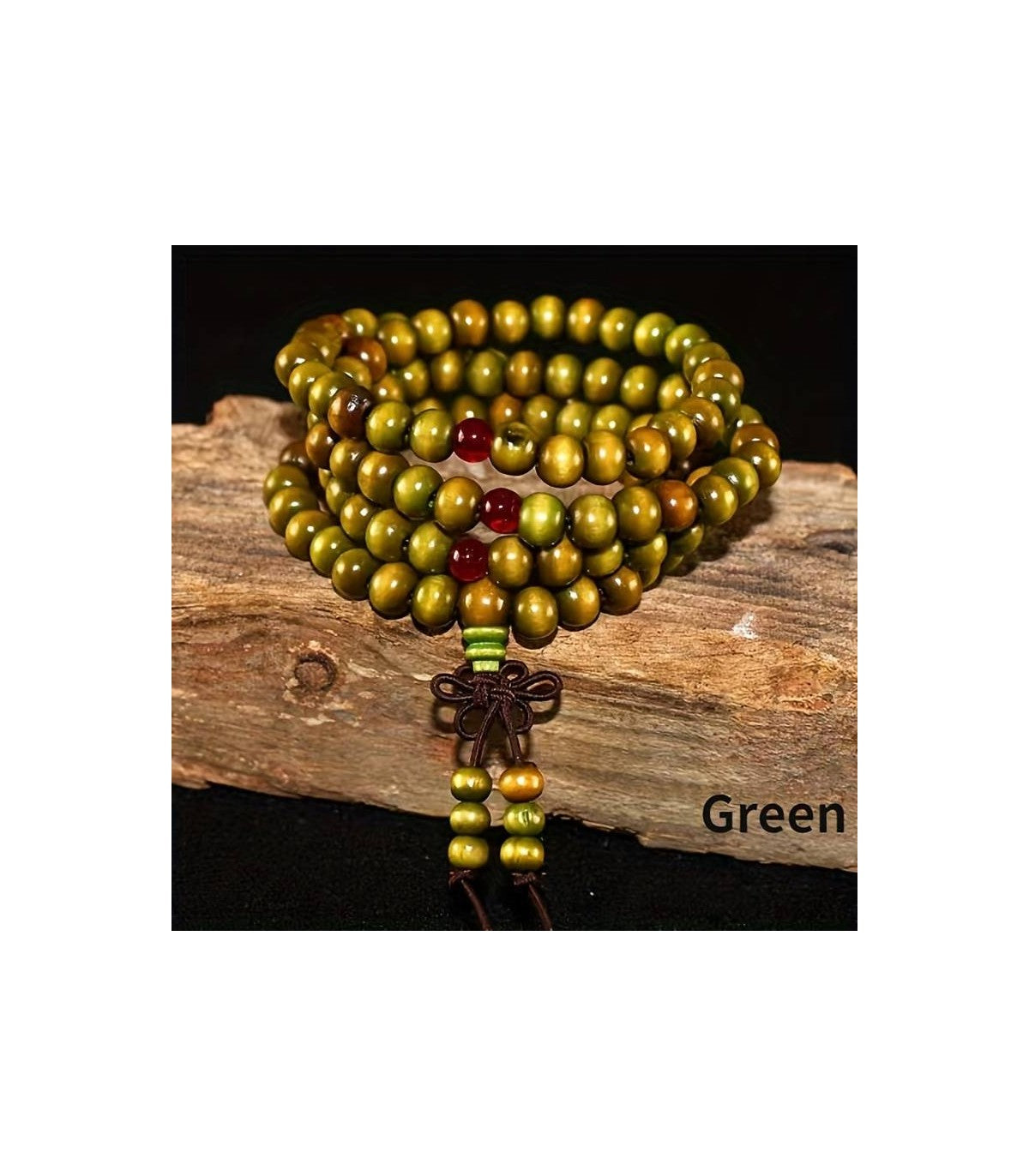 Pulsera de madera de sándalo, cordón elástico, con cuentas, UNISEX