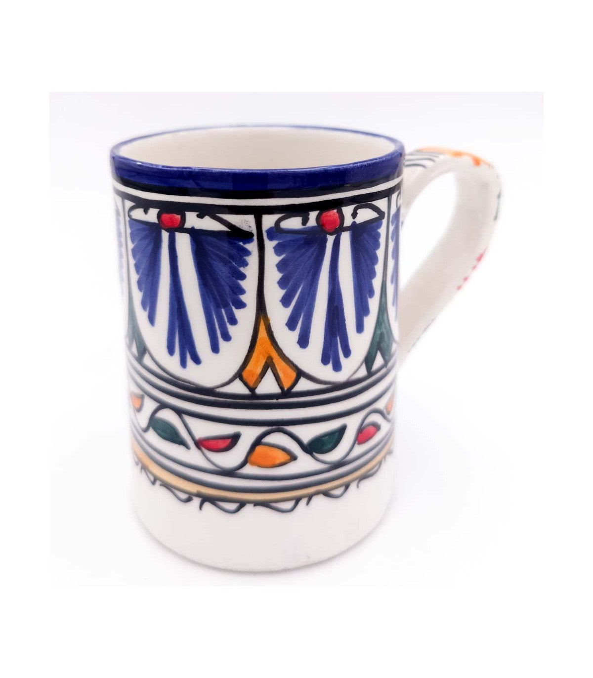 Taza Cerámica Fez Pintada a Mano Artesanía Marroquí - Modelo SAHNEINUN