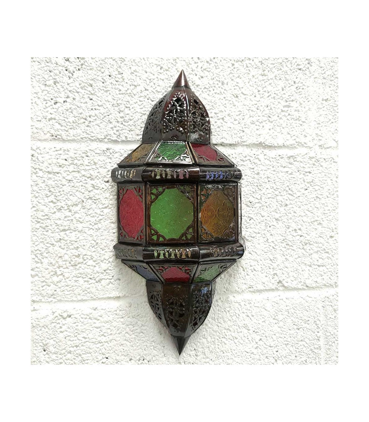 Applique Abat-Jour en Verre Décoré Design Arabe - Tôle Ajourée et Verre - Modèle Awalin