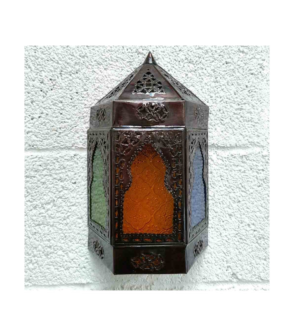 Aplique Interior Pared Cristal y Metal - Decoración Árabe Andalusí - Modelo Al Bab