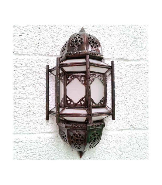 Abat-jour en métal et verre artisanat marocain - Modèle Kalaa