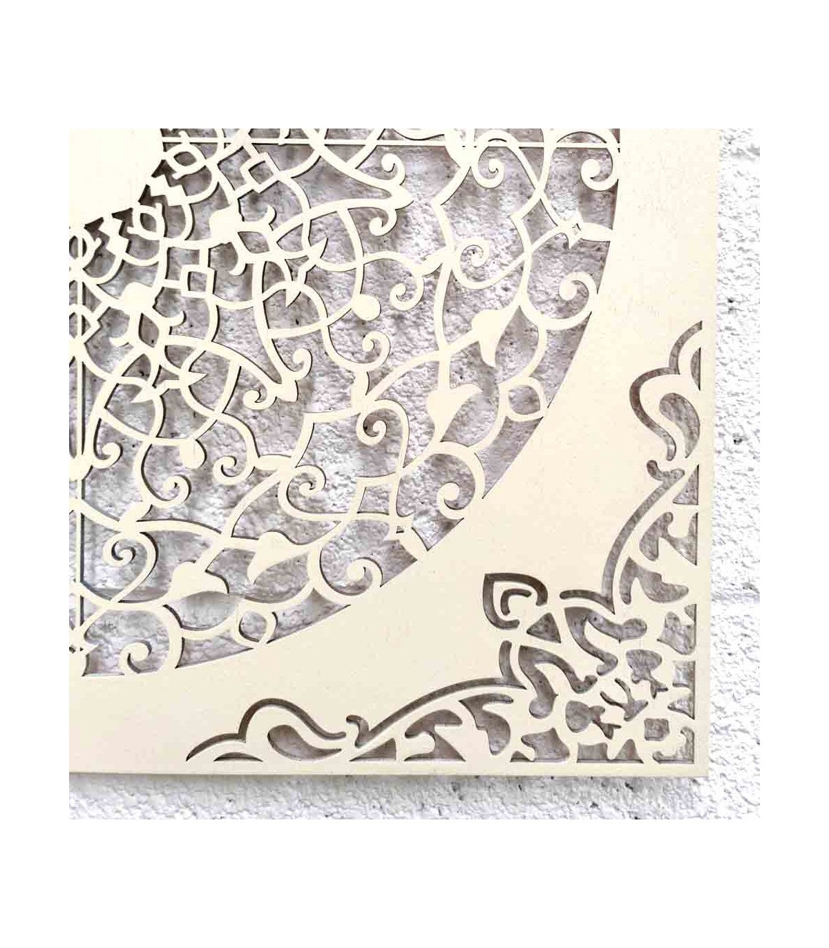 Cuadro Decorativo Celosía Madera - Decoración Oriental - Corte Láser - Modelo Esplendor - 60 x 60 cm