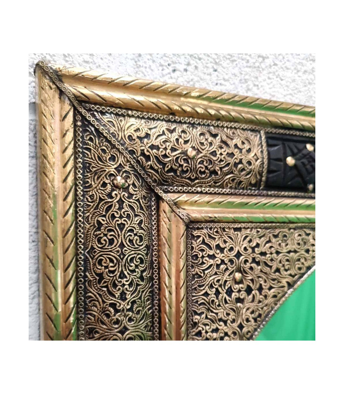Espejo Dorado Marroquí 150x60cm Artesanía Madera tallada y Metal Repujado Modelo Ainun