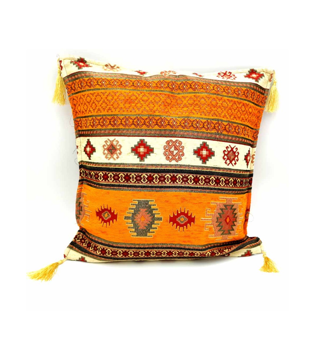 Funda Cojin Almohada Turquía - Decoración del Hogar Árabe - Bohemio con Flecos - Modelo Badawi