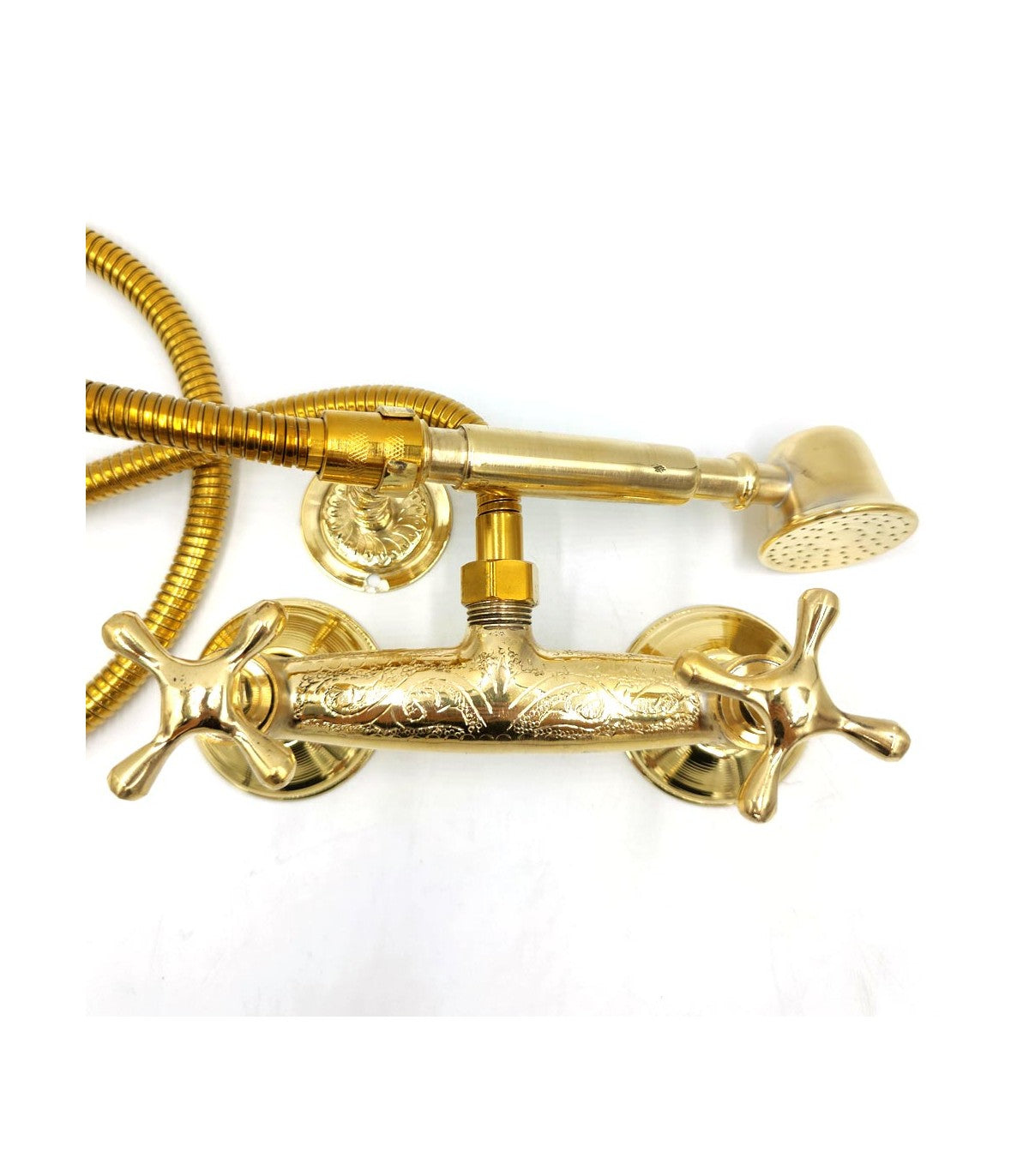Grifo Marroquí Ducha Latón Dorado Decorado Artesanía de Marruecos Modelo Marrakech