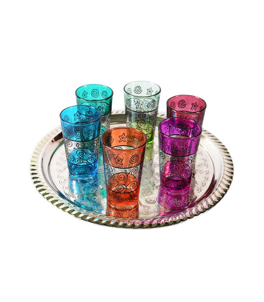 Set of 6 Engraved Tea Glasses - Bahar Model