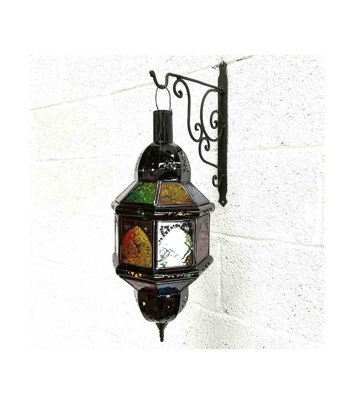 Lámpara Marroquí Techo Arcos Andalusís Multicolor - Decoración Árabe - Modelo Aqwas